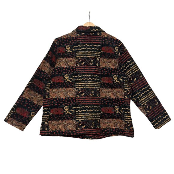 Tanjay Blazer Brocade Multicolor Jacket Geometric Pattern Long Sleeves Size L - Picture 2 of 12